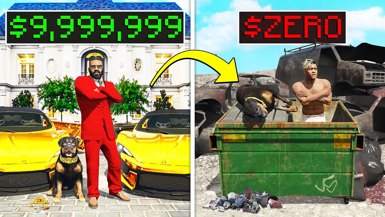 BILLIONAIRE to HOMELESS in GTA 5 with CHOP & BOB - YouTube