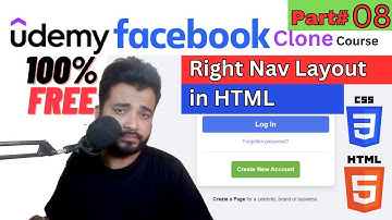 Building Facebook Clone with Pure CSS | Master HTML5 & CSS3 | Right Nav Layout in HTML Part08