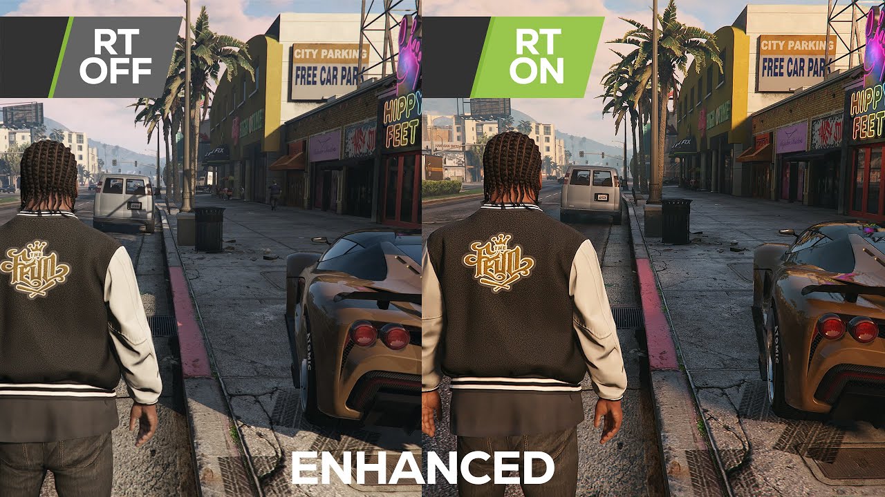 Grand Theft Auto V Enhanced - Ray Tracing OFF vs ON - YouTube