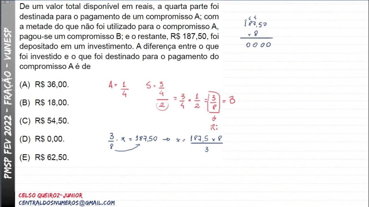 FRAÇÃO :: PMESP Fev/2022 :: Vunesp