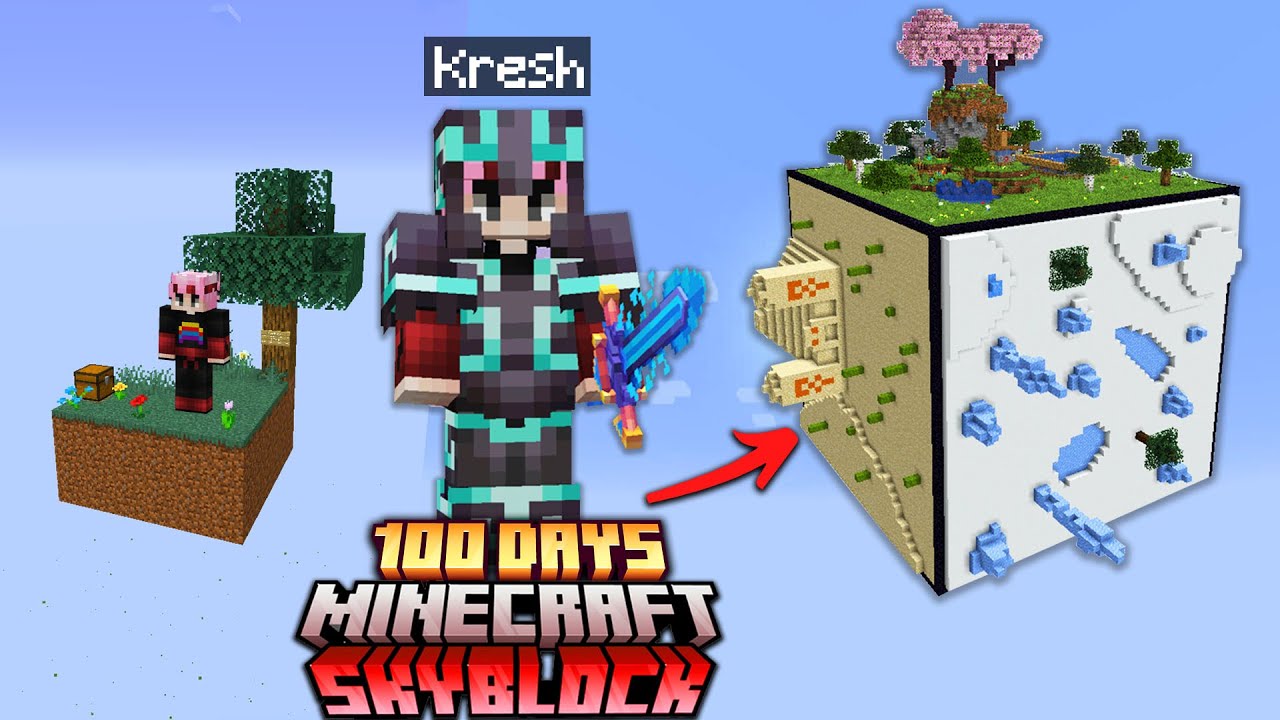 KRESH TÓM TẮT 100 NGÀY SINH TỒN MINECRAFT SKYBLOCK !!