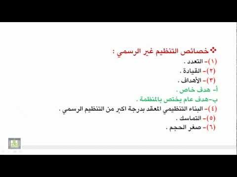 1 5 طبيعة التنظيم وأهميته Youtube