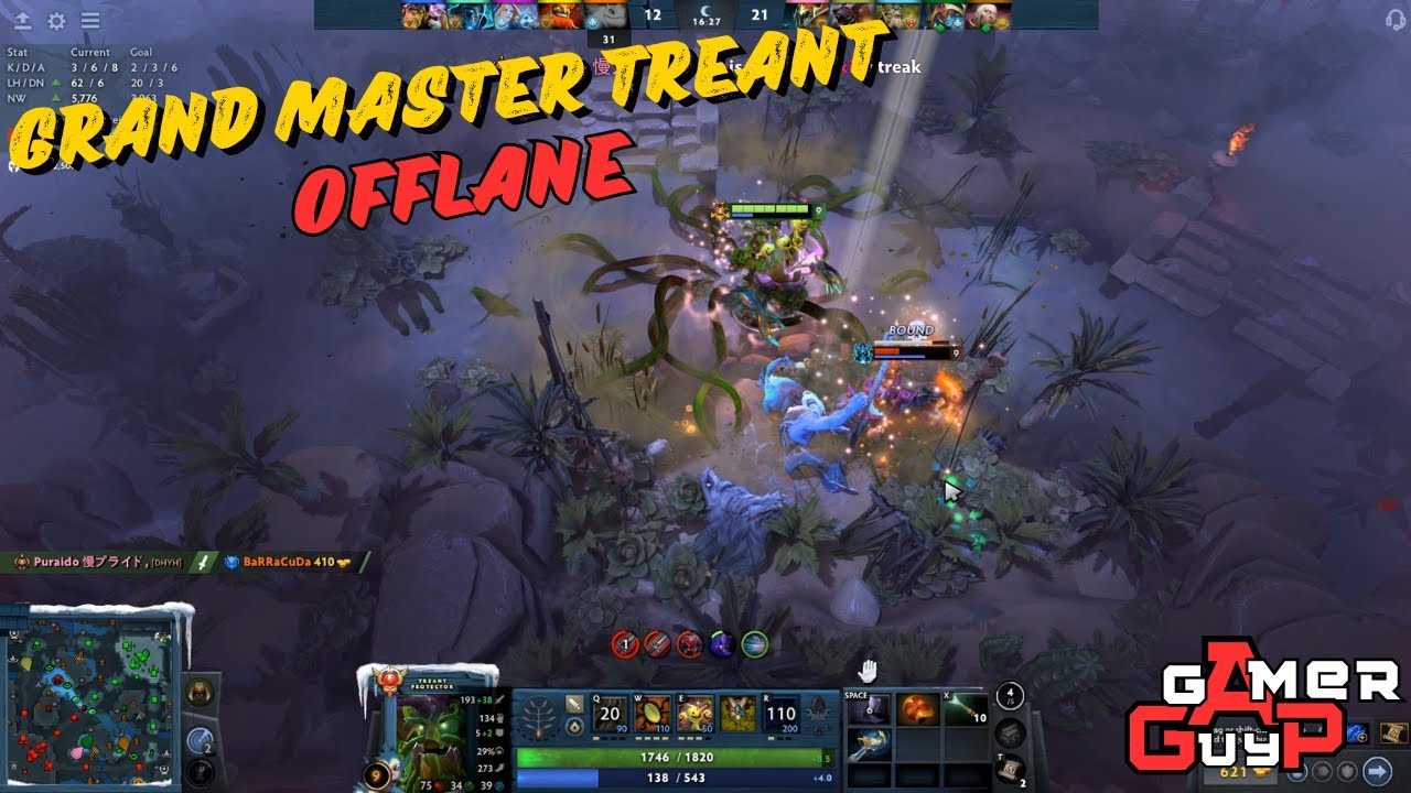 DOTA 2 HOW GRAND MASTER TREANT PLAYING OFFLANE