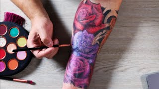 ASMR Coloring My Tattoos With Eye Shadow - Satisfying - Male Whisper screenshot 5