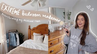 EXTREME ROOM MAKEOVER | transforming my childhood bedroom (2022)