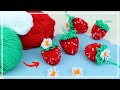 Без клея и вязания - ЛЕГКО! 🧶🍓 Ягоды Клубники из Пряжи 🍓🧶Strawberry Pompom Easy Making - NataliDoma