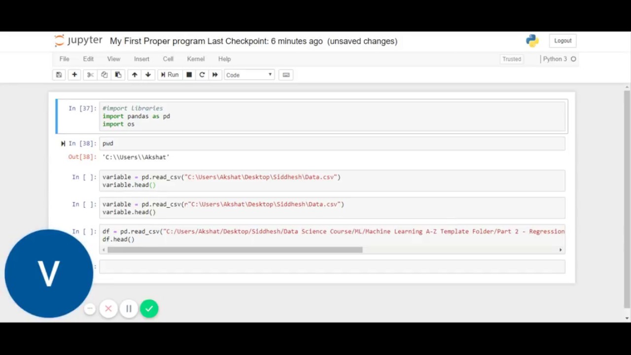 Read .CSV file in Jupyter notebook for Python from any directory - YouTube