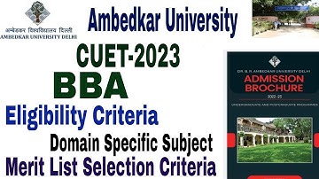 Dr BR Ambedkar University CUET BBA Admission form 2023 eligibility Criteria,cut off, Entrance