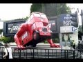 Czech muscle-bus doing press-ups outside the Business Design Centre in Islington