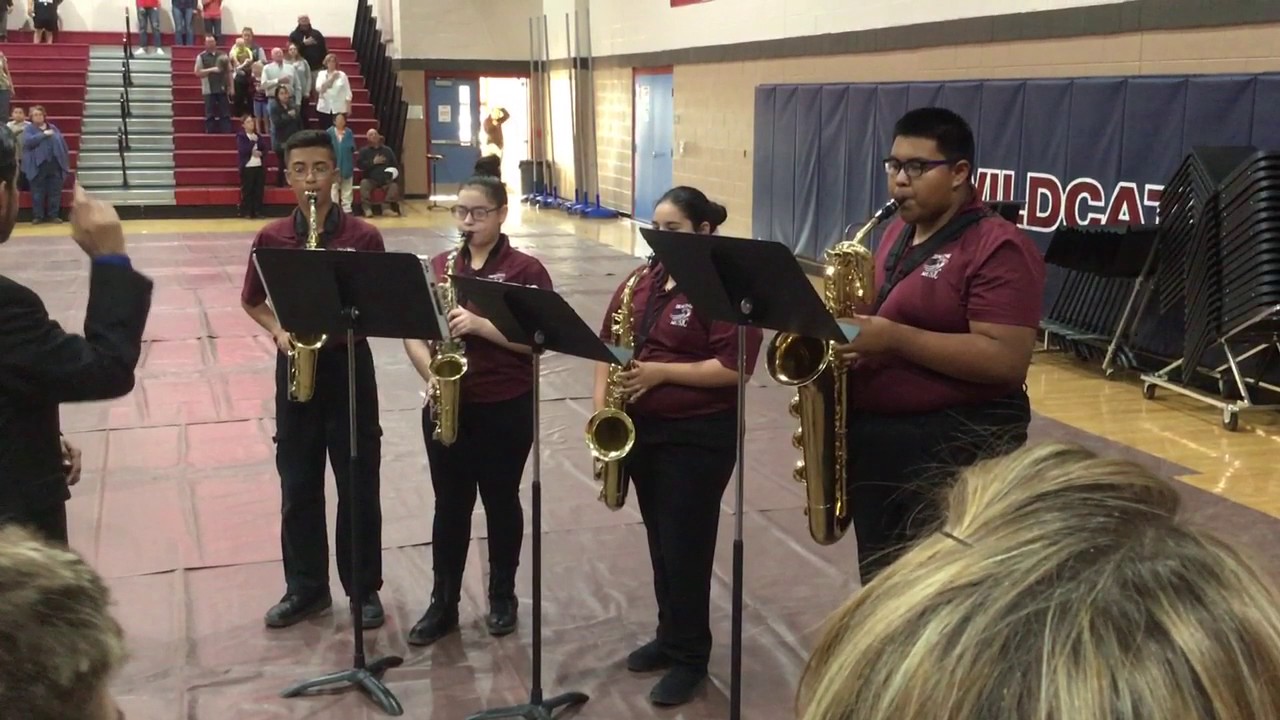 National Anthem as played by two alto saxes one tenor sax and one