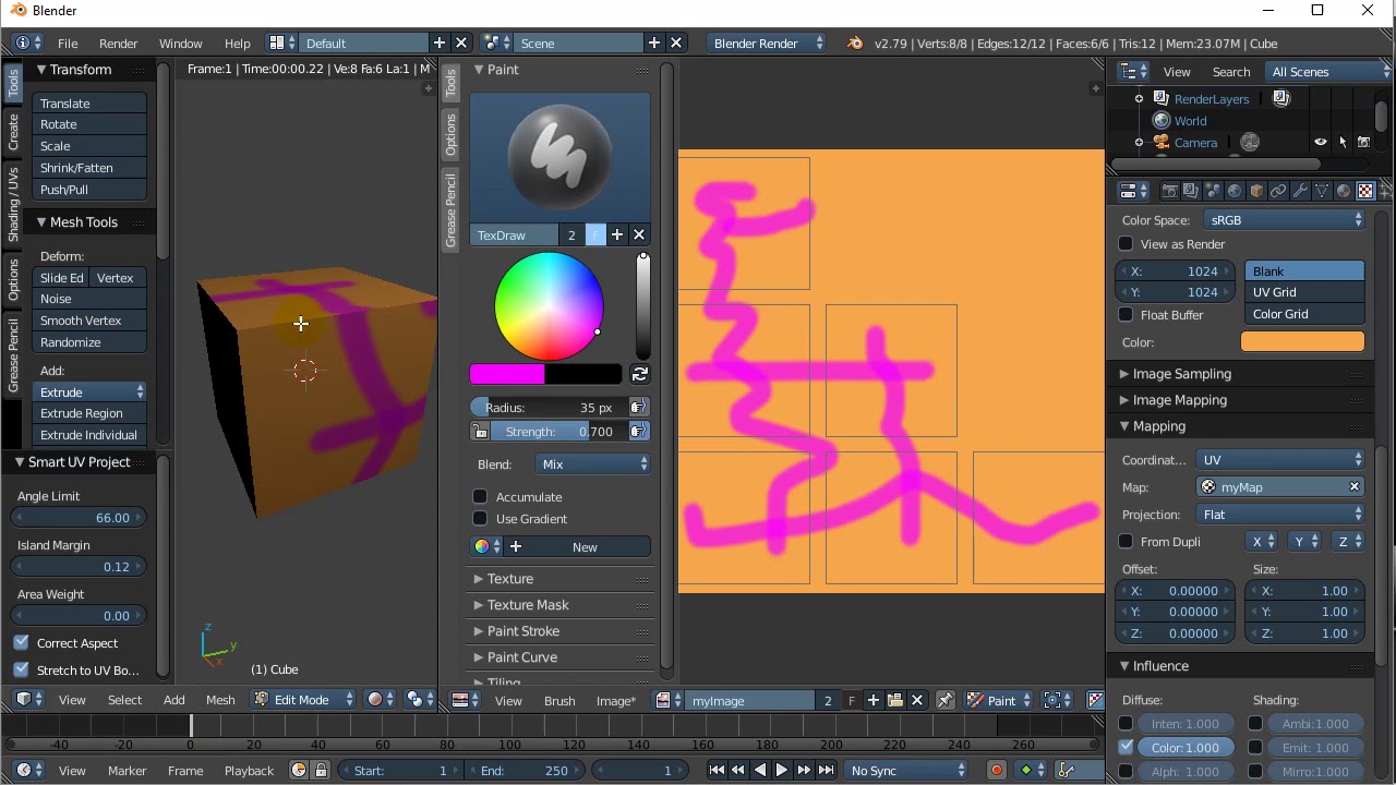 Blender Texture Paint On Map Quick - YouTube