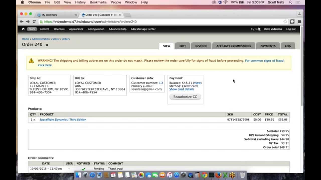 IndieCommerce Webinar October 7, 2015 : Order Processing - Part 1