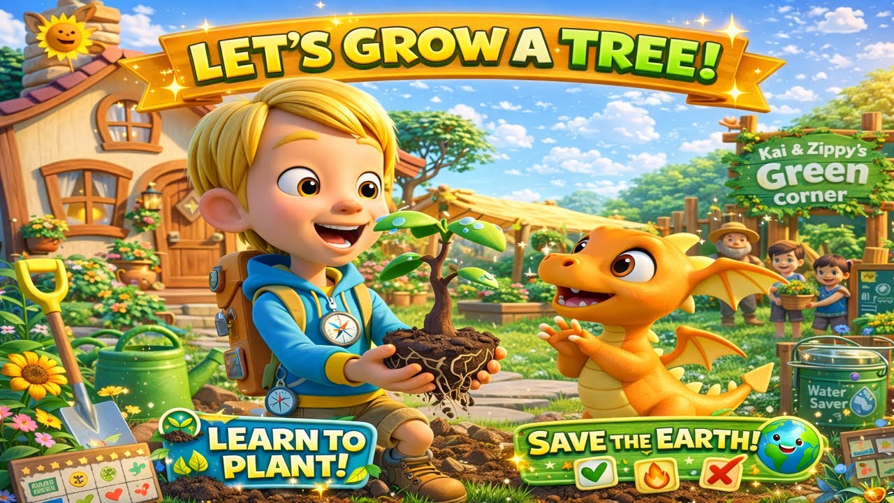 Kai And Zippy Plant a Tree 🌱 Learn How to Care for Plants | Kids Environmental Cartoon