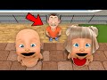 Baby &amp; Girlfriend Escape Evil Daddy on ROOF!