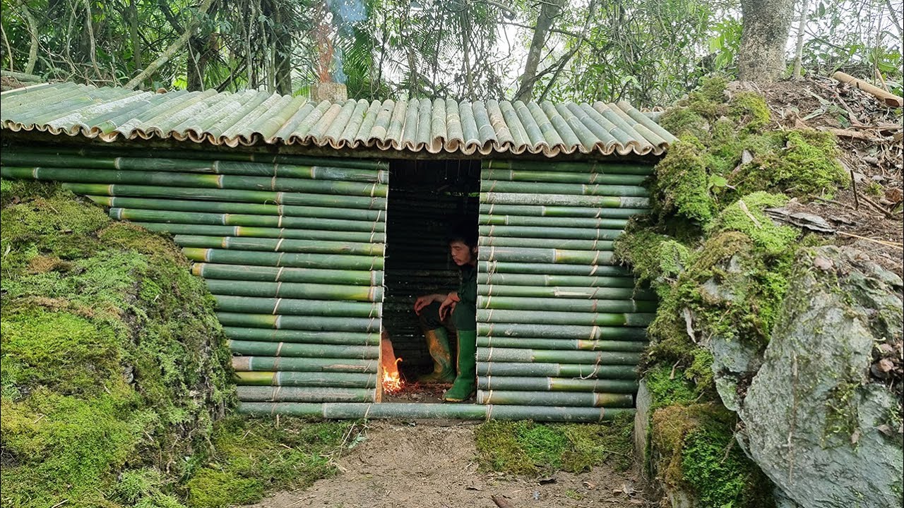 How to build a bamboo shelter in the mountains, Bushcraft Building