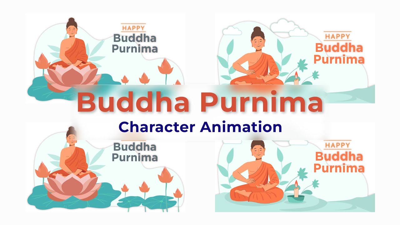 Flat Character Motion Graphic Animation | After Effects Templates | Buddha Purnima Scene Pack