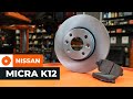 How to change front brake disc and pads set on NISSAN MICRA K12 [TUTORIAL AUTODOC]