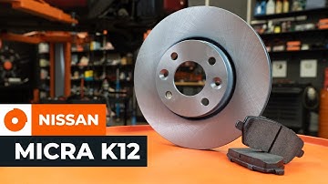 How to change front brake disc and pads set on NISSAN MICRA K12 [TUTORIAL AUTODOC]