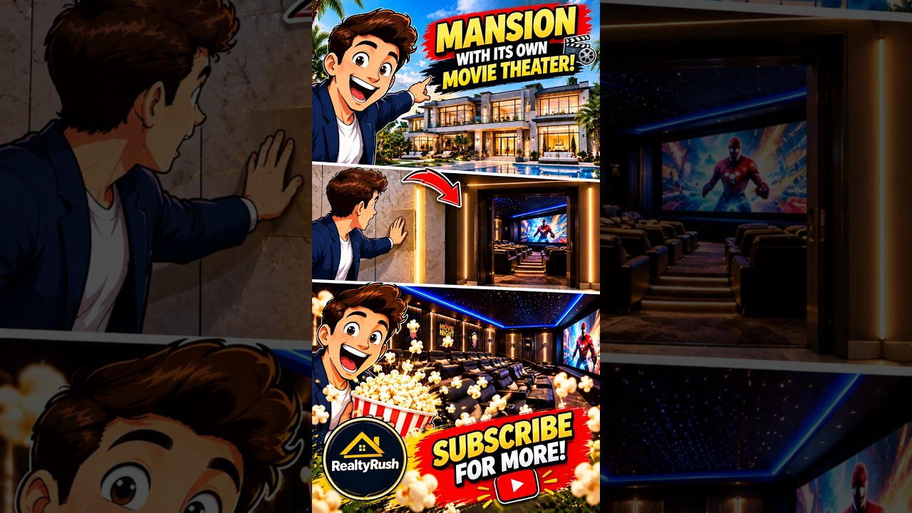This Mansion Has Its OWN Movie Theater! 🤯🏰🎬 #shorts #theater