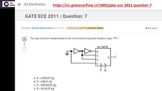 GATE ECE 2011 Question 7 - Multiplexer | Mux | GATE EC | Digital Logic