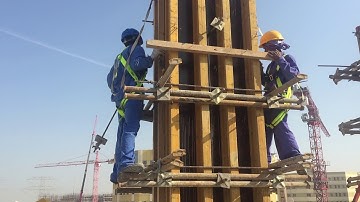 Column Shuttering- b 3) Tie rod fixing and bracing