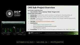 OCP CMS Sub-Project  progress update and plans