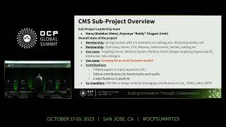 ocp cms sub-project  progress update and plans