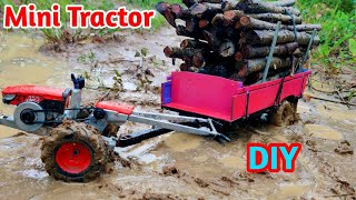 Wow! Beautiful Mini Tractor Transport The Wood After Rain,Mini Tractor DIY