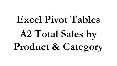 Pivot Tables A2 Total Sales by Product and Category