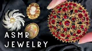 ASMR My Grandma’s Vintage Rhinestone Jewelry 💎 Show & Tell Lofi Whisper Brushes, Midcentury Brooches