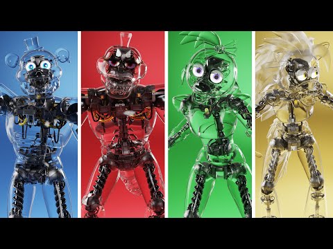 FNaF Security Breach: GLASS GLAMROCK ANIMATRONICS Animations