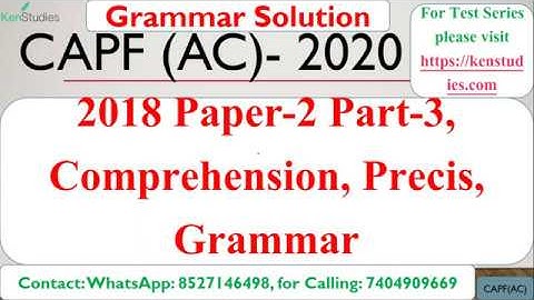 CAPF(AC)  2018 Paper 2 Part 3 With Grammar Solution