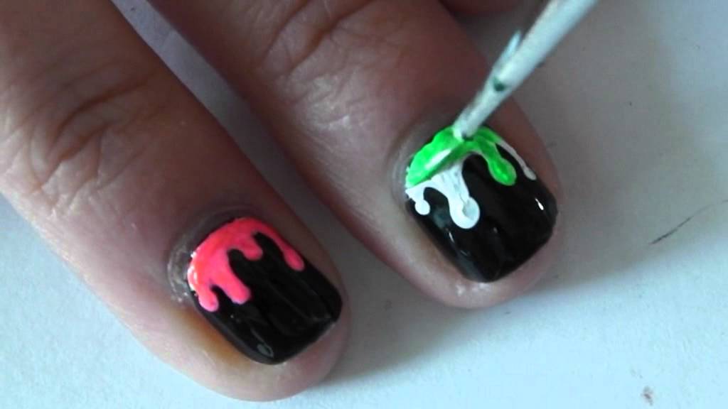 Neon Dripping Paint Nail Art Tutorial YouTube