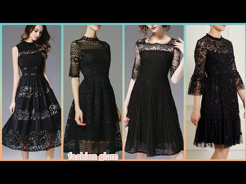 black long lace dress