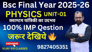 IMP Question Emergence of Quantum Mechanics Bsc Final Physics Paper-2 Unit-01