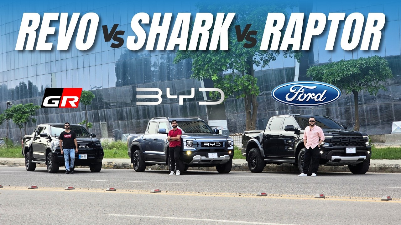 BYD Shark P-HEV 2025 VS Ford Ranger Raptor 2022 VS Toyota Revo GR-S 2023. Drag Race + Road Test.