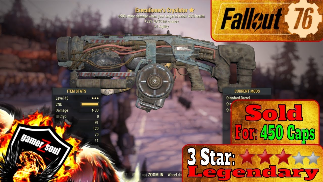 Fallout 76 PC [3 Stars Legendary Weapons and Armor] - Executioner's Cryolator 