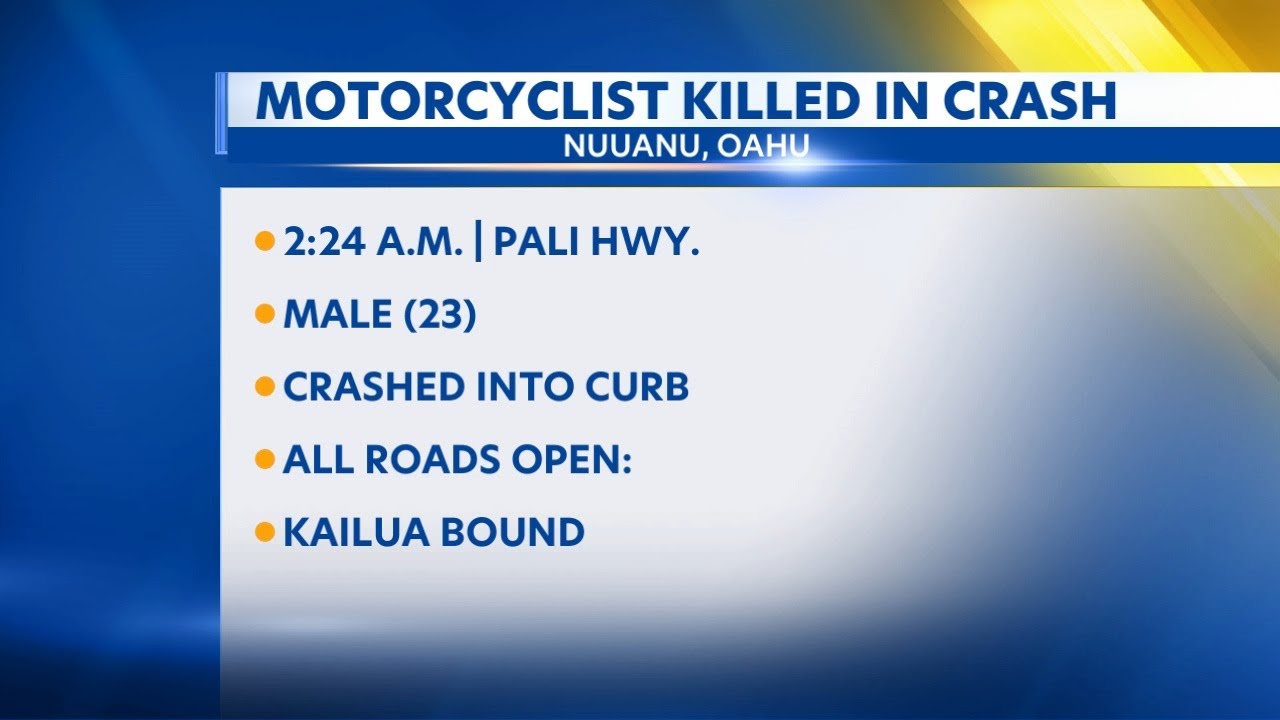 Motorcyclist killed in early morning crash on Pali Highway - YouTube