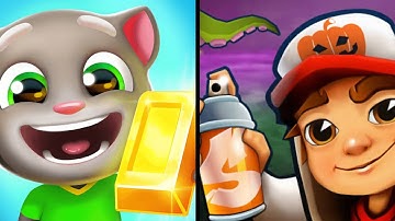 Tom Gold Run Vs Subway Surfers 😺🏃👮🧟 Max All Levels Android iOS Gameplay Ep 15