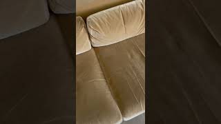 Buyer beware: CB2 Perimeter Camel Brown Faux Mohair Fabric Sofa defect / poor construction quality