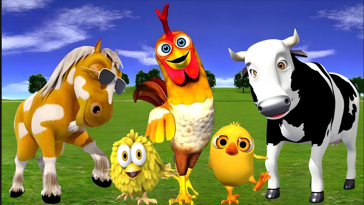 El pollito y el Tractor de la Granja Escapando del Toro y del Pollito la Granja de Zenón de la Vaca