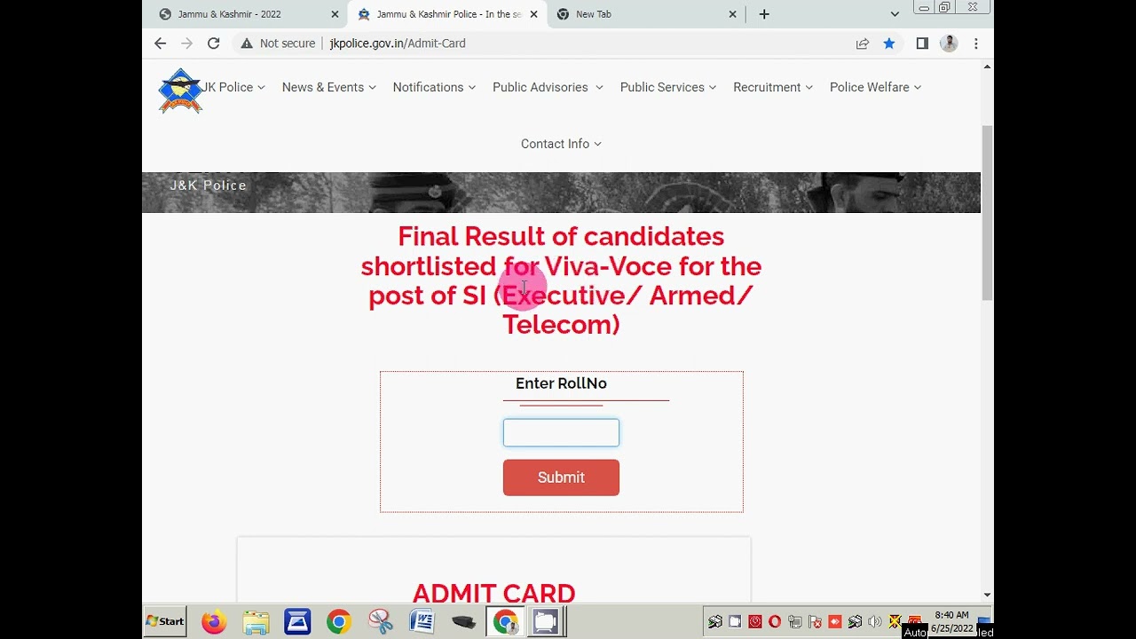 JK police Admit card download || How to doanload jk police admit card ||