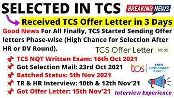 🔴Good News, TCS Started Sending OL, Selected in TCS Got Offer Letter in 3 Days- Interview Experience