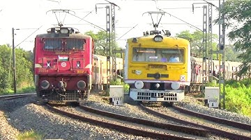 WAP-4 Locomotive Leads Intercity Express+Katwa Howrah EMU Local Trains Skip Huge Curve