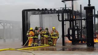 Flange fire practice at TEEX