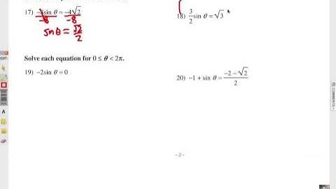 Solving Trig Equations with the Unit Circle: Self Quiz 2