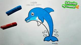 Dolphin Coloring For Kids Easy Dolphin Drawing And Painting Learn Colors For Children