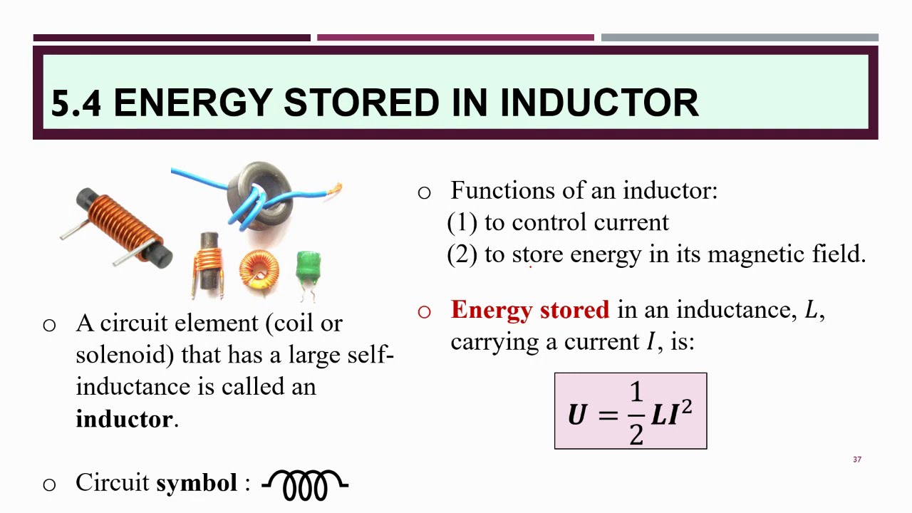 54 Energy Stored In Inductor Youtube 