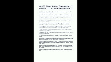 NCCCO Rigger 1 Study Questions and Answers with complete solution2797 new video