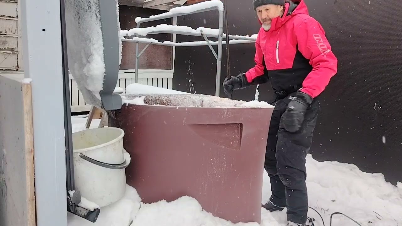 Komposti umpijäässä, lämmityskaapeli apuun 